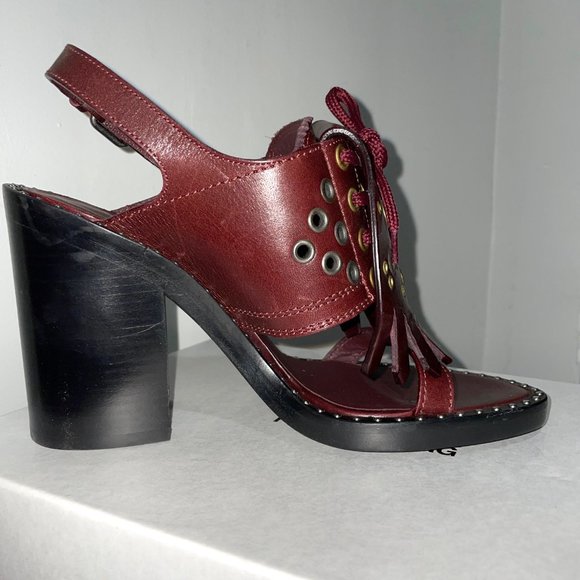 Burberry Leather Fringe Tassel Eyelet Stud Sandals - Picture 12 of 13